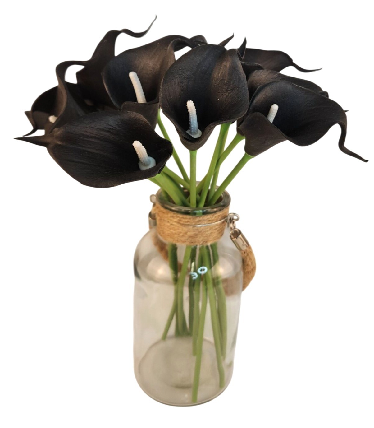 Black Calla Lily Faux Flowers Set of 5 Artificial Stems Gothic Modern Home Decor