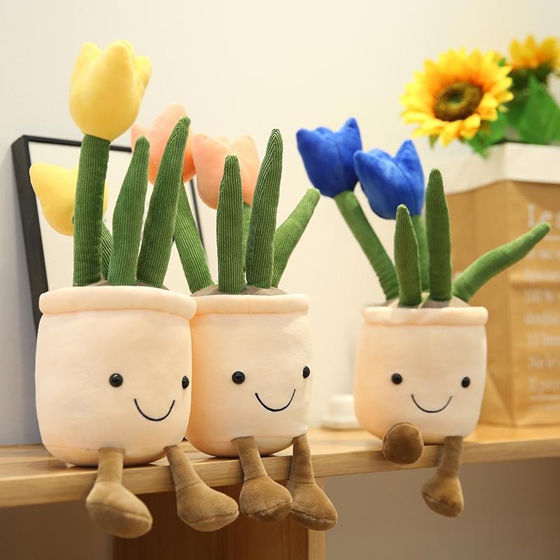 30cm Artificial Flower Plush Toy Green Plants Bloom Cactus Sunflower Cactus Soft