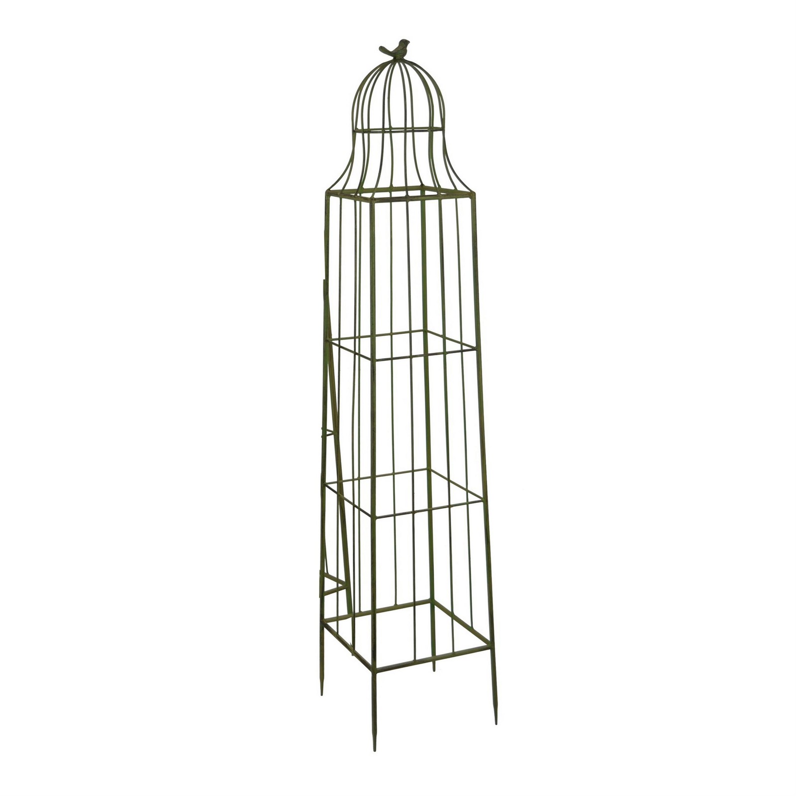 Benjara Meryl Plant Trellis Set of 2- Garden Tall Cage Design- Green Metal