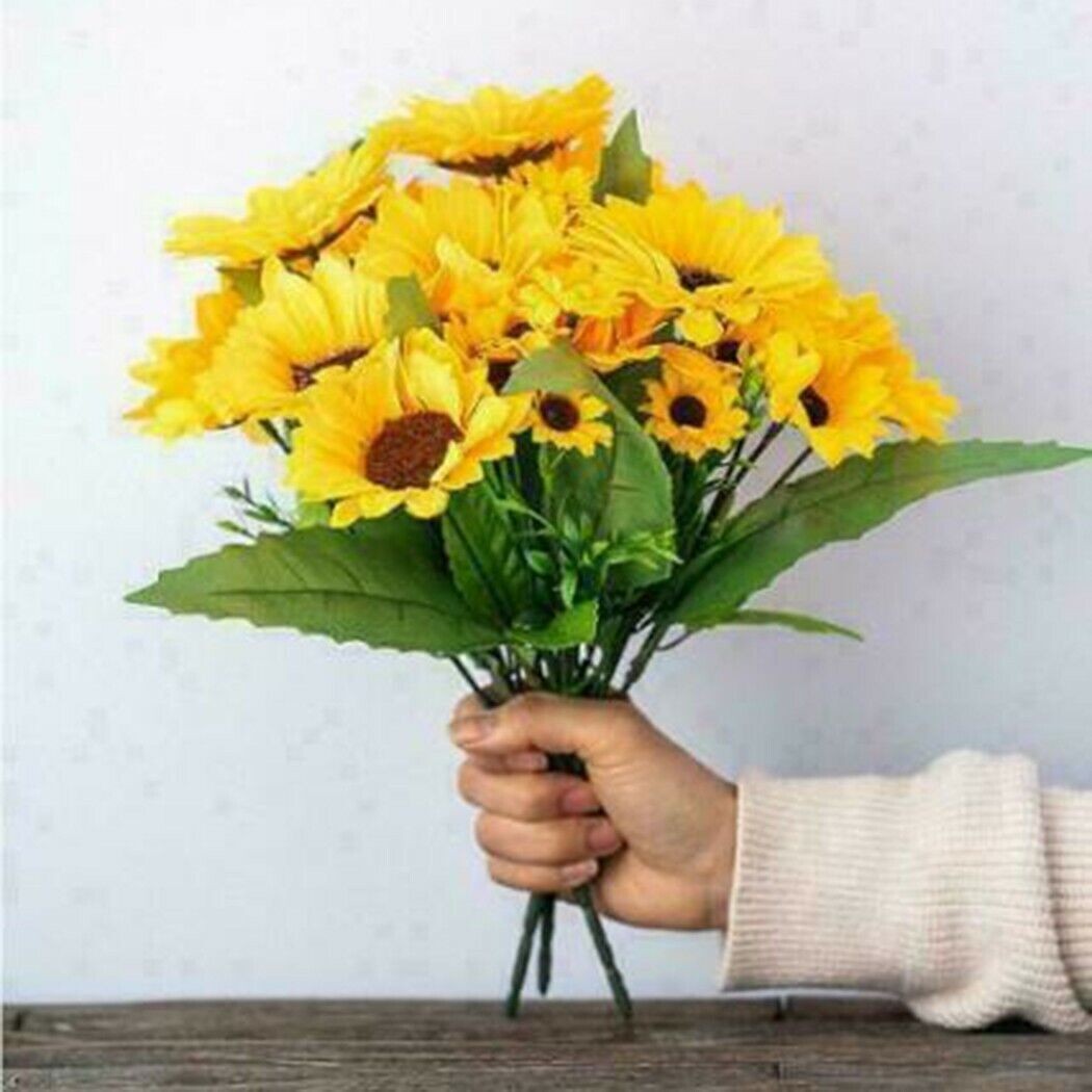 26-Head Artificial Sunflower Silk Fake Flowers Bouquet Wedding Floral Home Decor