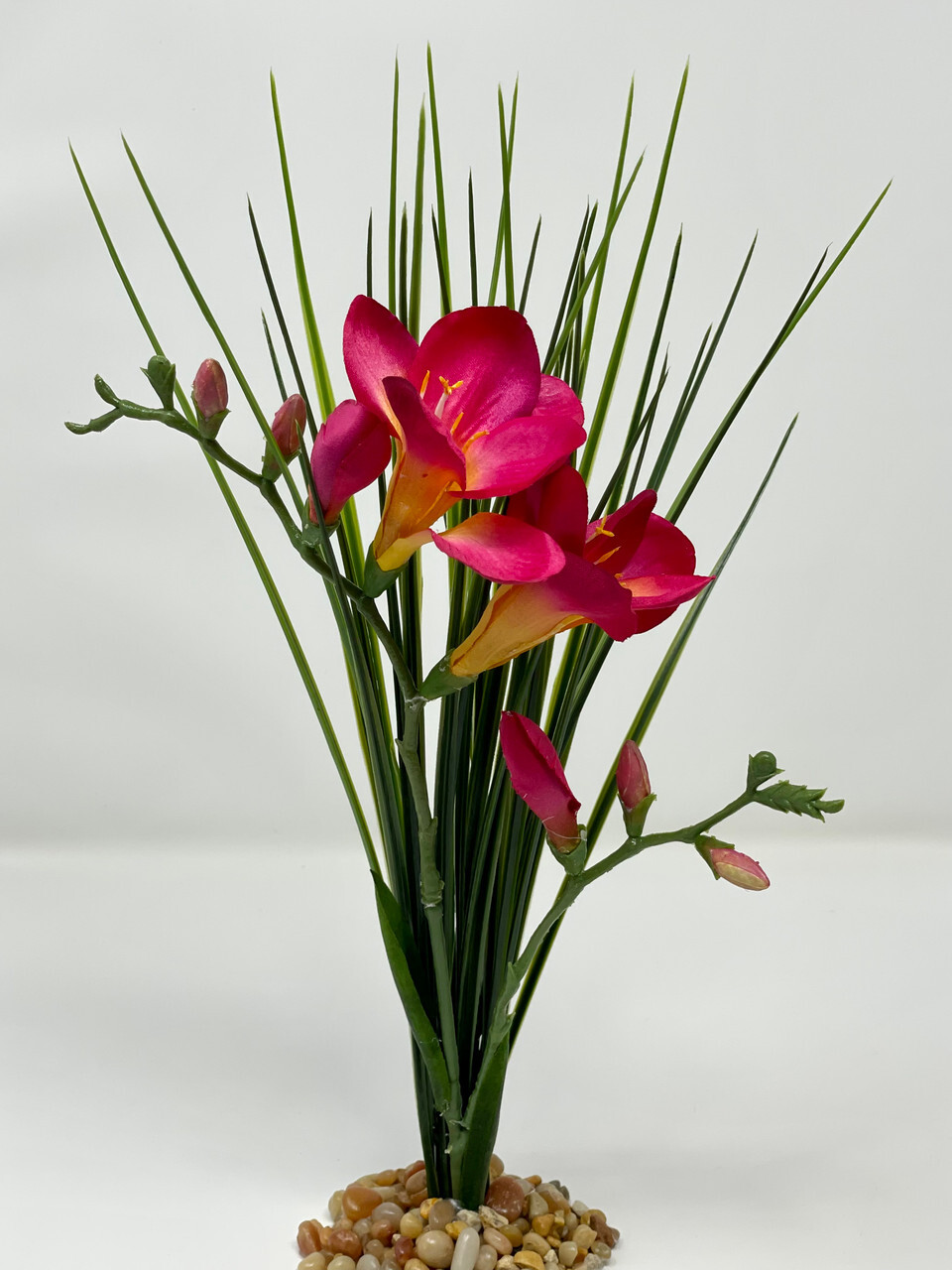 Home Decor 13″ MAGENTA Pink FREESIA flower & Spike Weed combo Silk & plastic pla