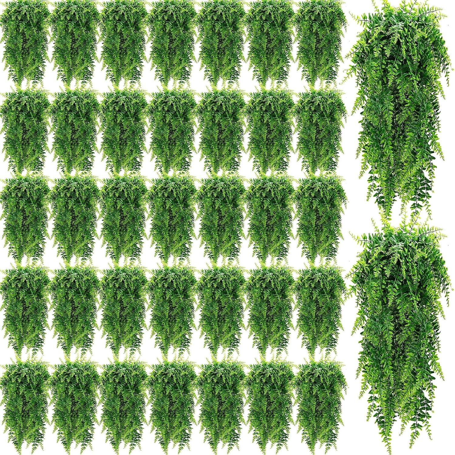 36 Pcs 32″ Artificial Boston Ferns for Indoor Outdoor Wall Decor