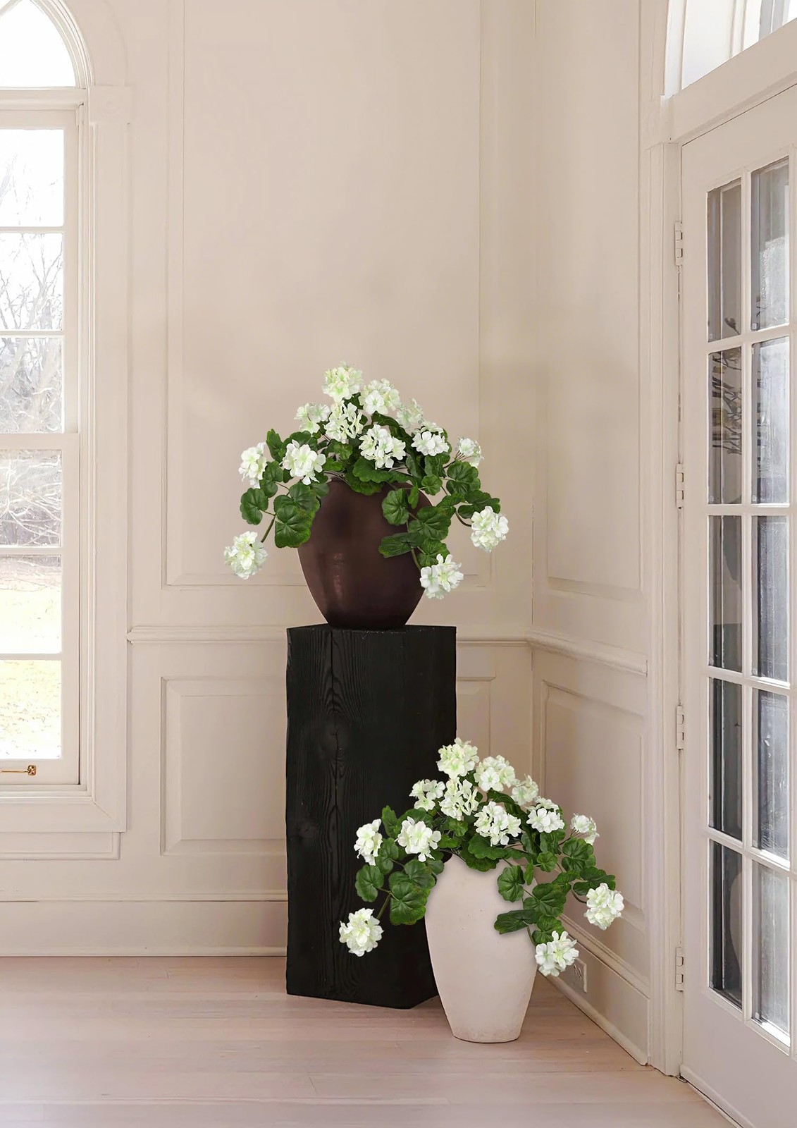 Realistic Silk Geraniums Flowers for Outdoor & Indoor Decor, 19.6” Wide Lush …