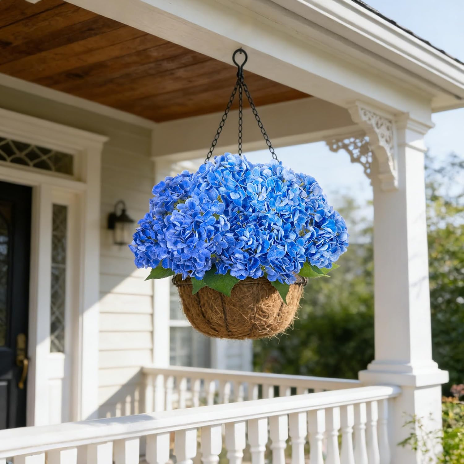 Real Touch Faux Blue Hydrangea Bouquets – 3pcs 18″ for Weddings & Decor