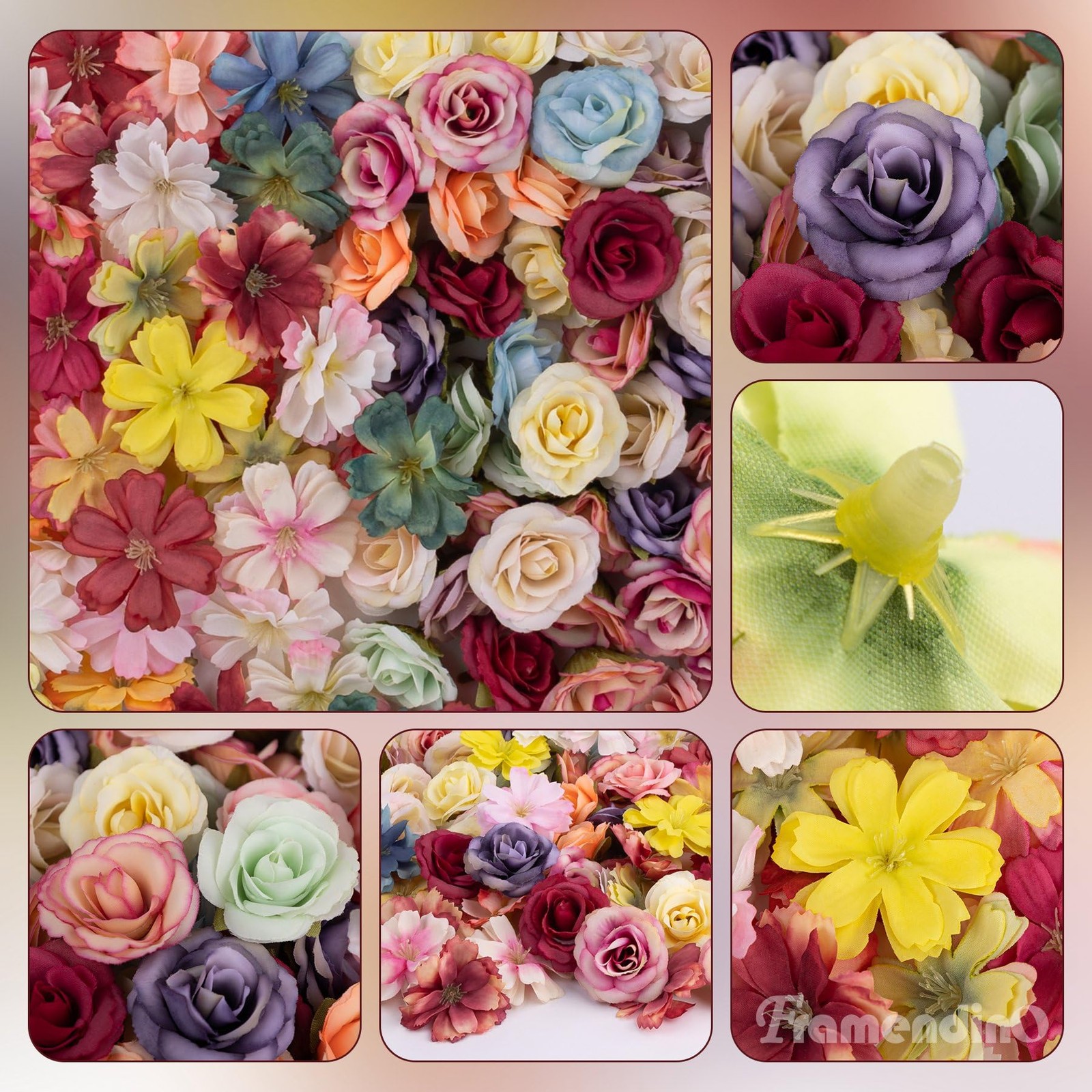 100 PCS Faux Silk Rose Blossom Flower Heads Small Mini DIY Craft Wedding
