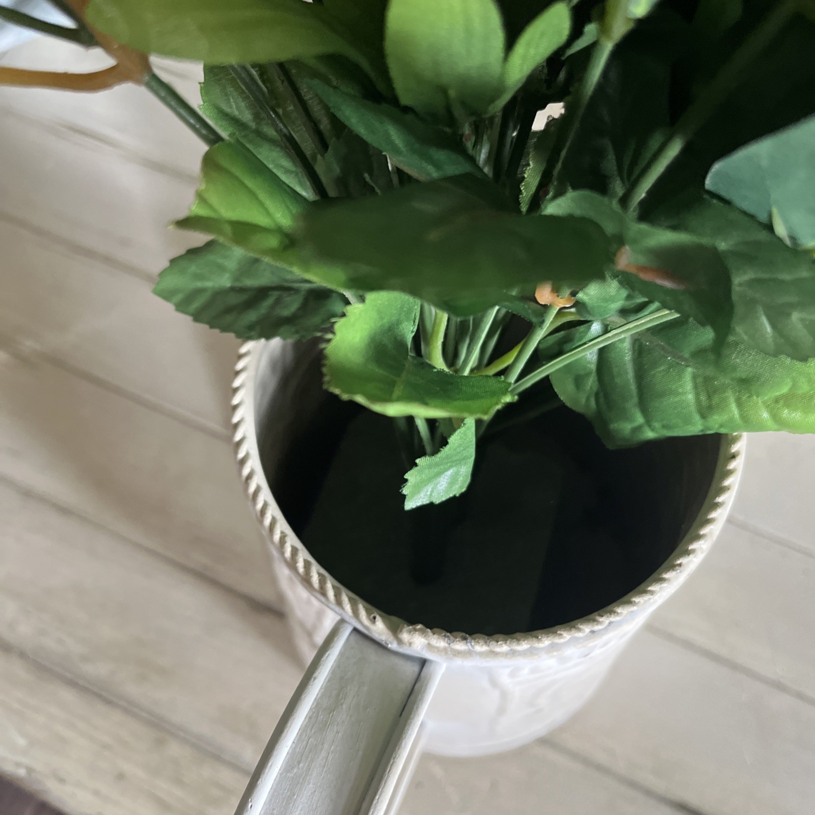 Vintage Artificial Flower Bouquet And Watering Can Large 24” Tall Cottagecore