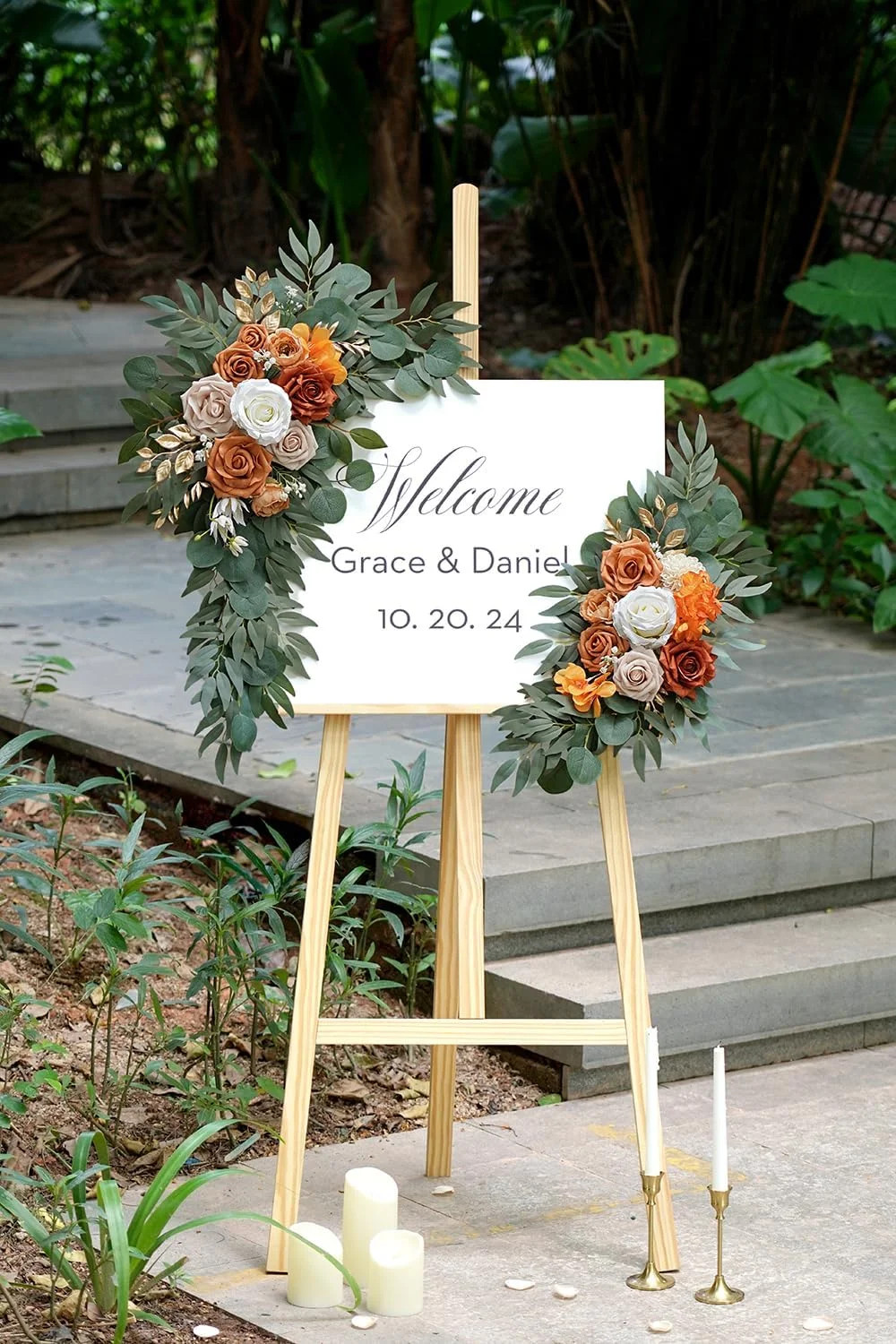 Olalaka Artificial Flower Swag Set of 2 for Wedding Welcome Signs Floral Decorat