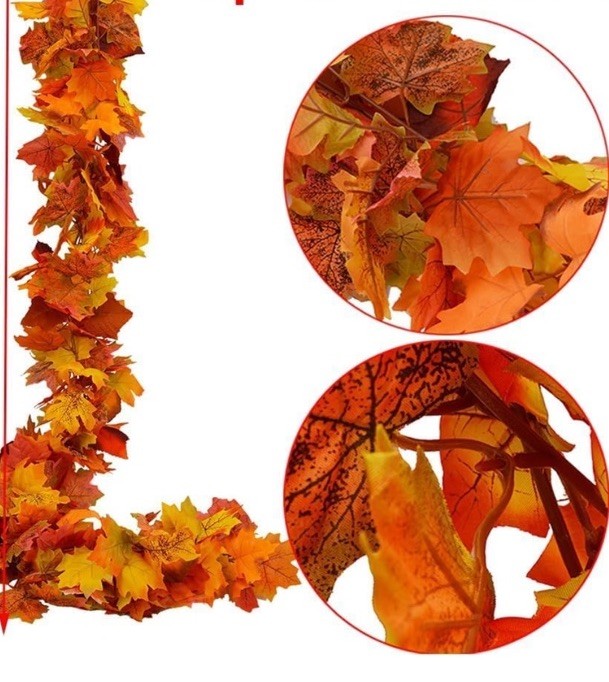 2 Six Foot Fall Maple Leaf Garland Strands For Seasonal Decorating 🍁 New