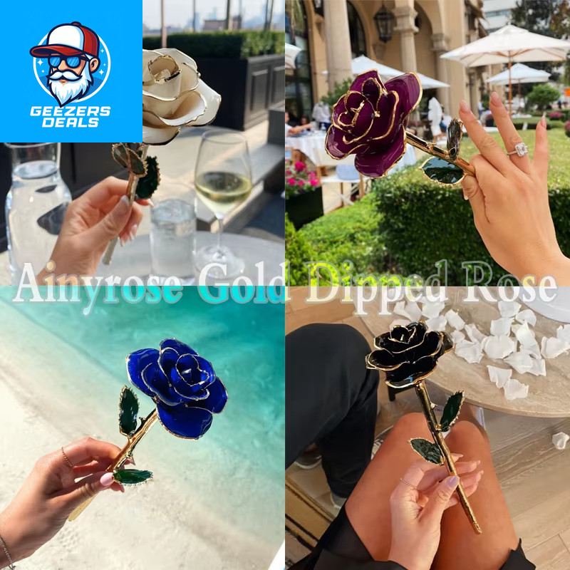 Gifts for Women 24K Gold Dipped Rose with Stand Eternal Flowers Forever Love in