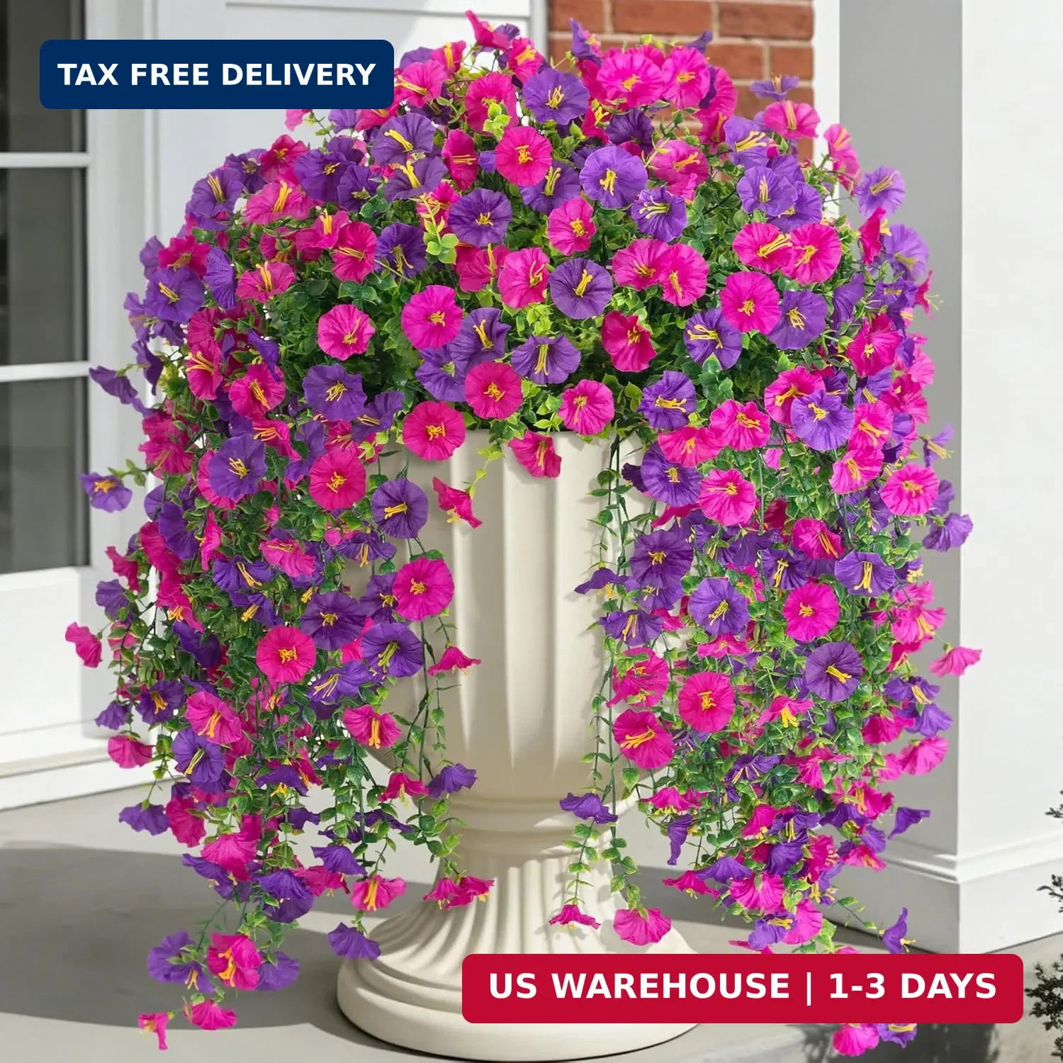 Fake Artificial Hanging Morning Glory Flowers for Outdoor Planters Porch Pation