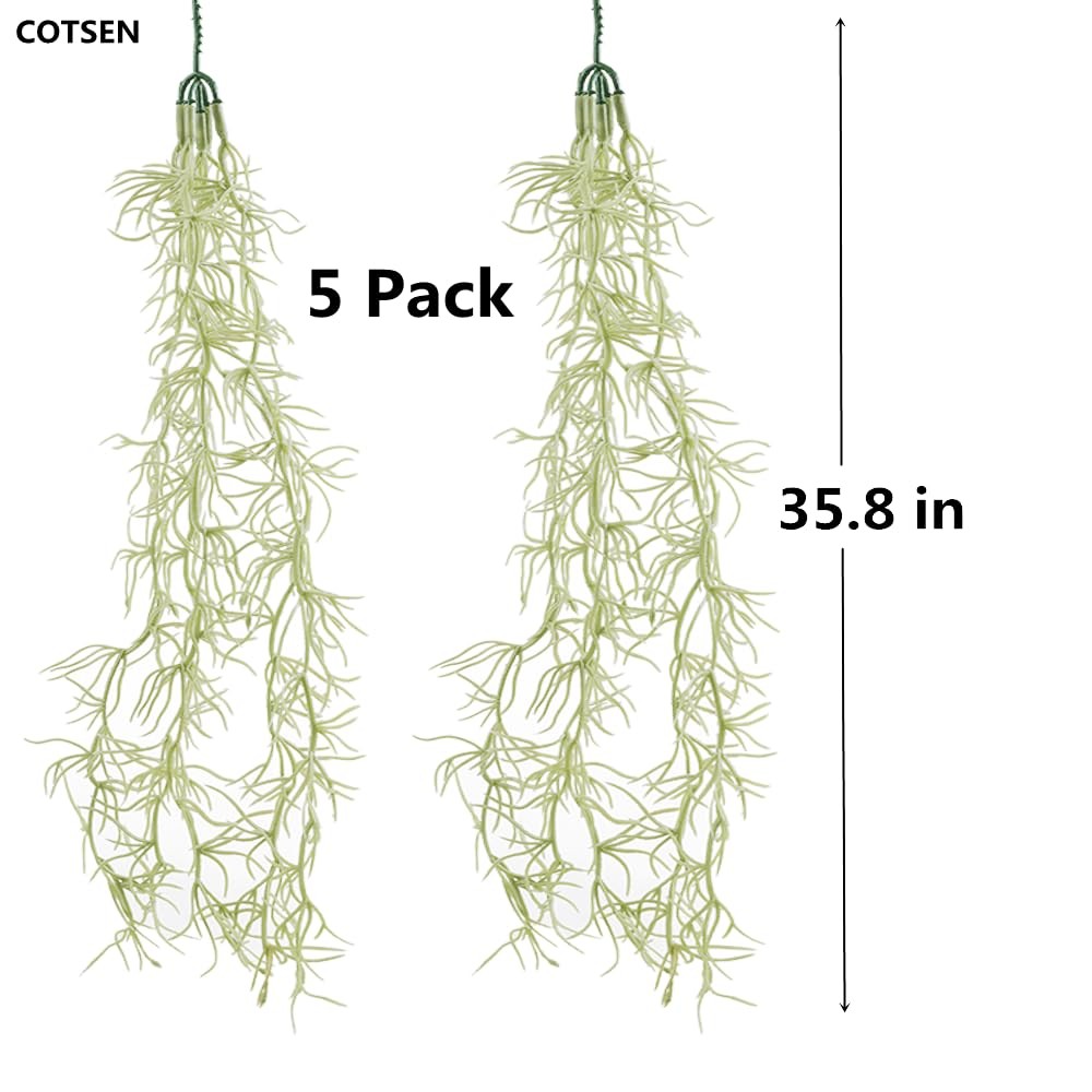 5 Pack Spanish Moss Faux Greenery Moss Fake Vines Moss Hanging Plants for Pot…
