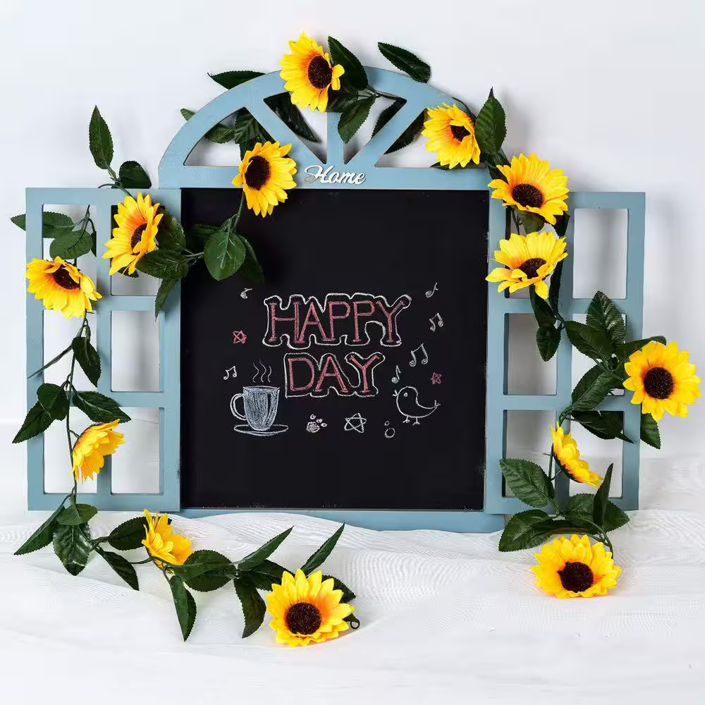 4 In. 4-Pack Yellow Artificial Sunflower Vine Garland with Green Leaves for Wedd