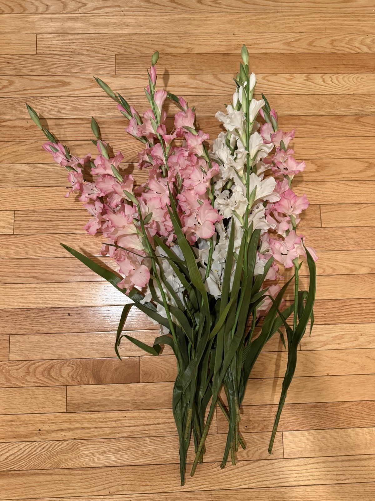 Artificial Flowers Pink & White Gladiolus 30” – 14 piece bundle