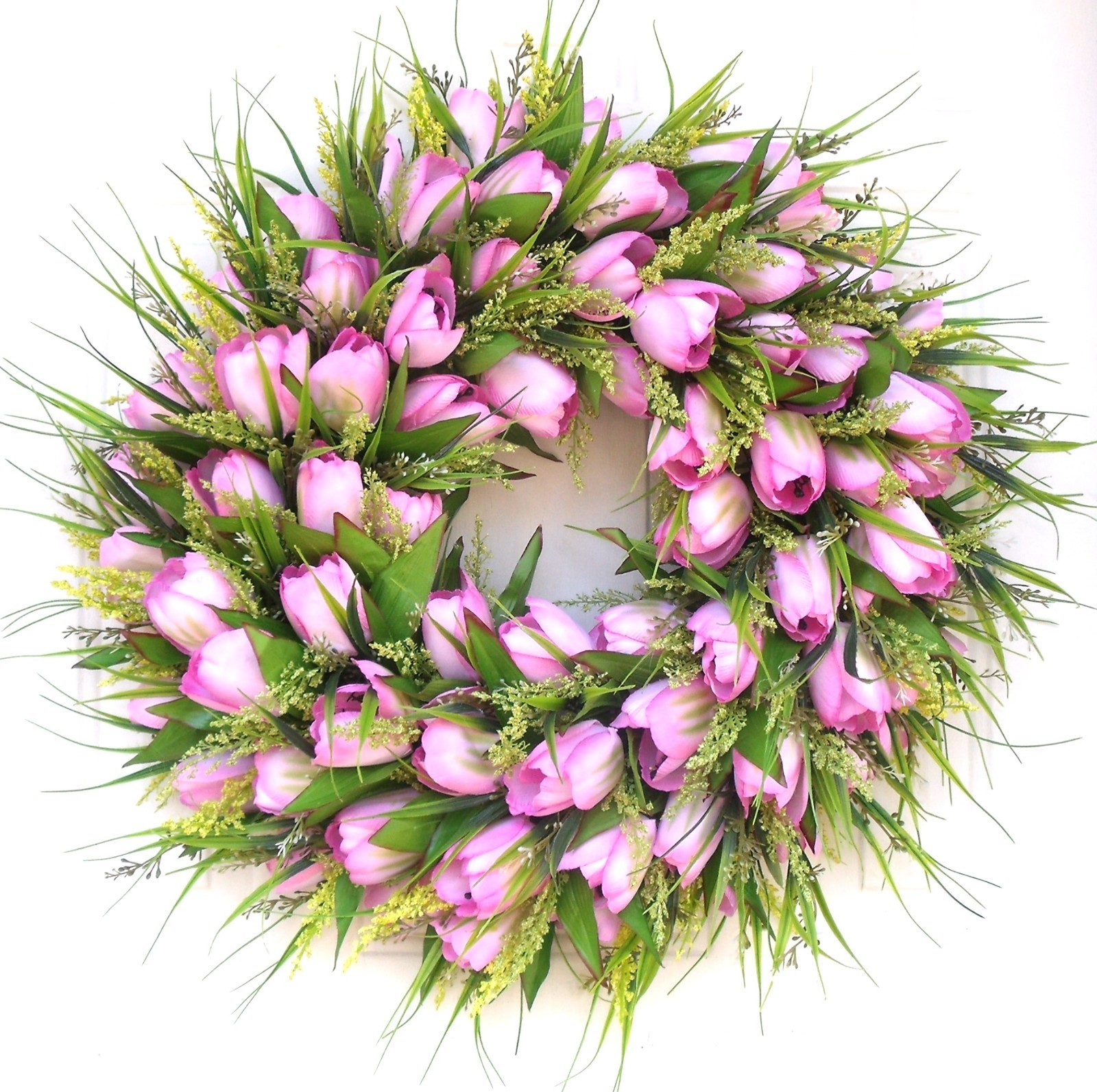 Pink Tulip Wreath, Spring Door/Wall Any Season Mother’s Day Wreath