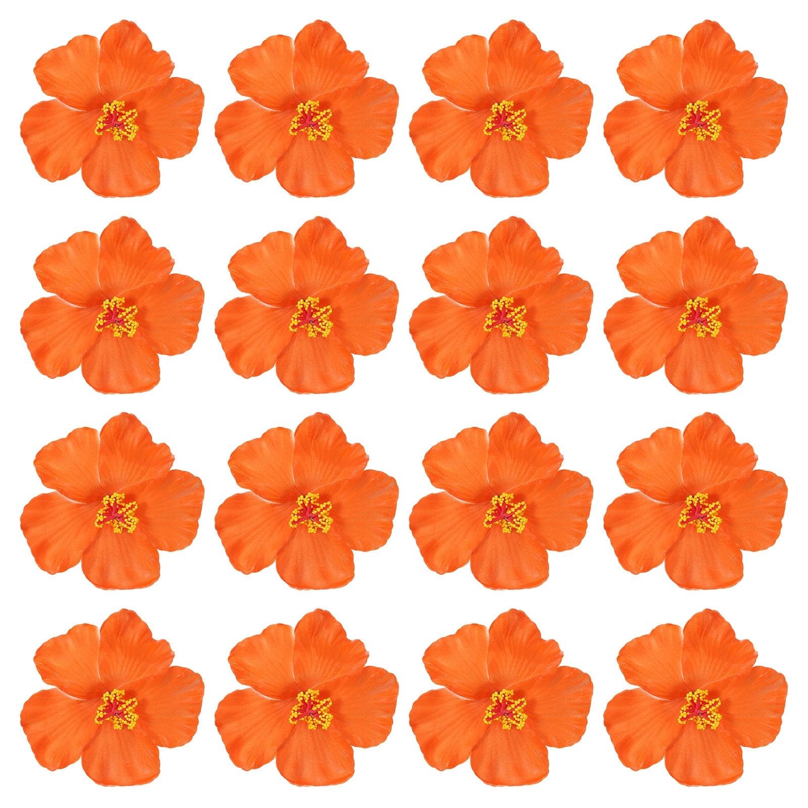 16 Pack Artificial Hawaiian Hibiscus Flowers Clips – Foam DIY Decor, Party Favor