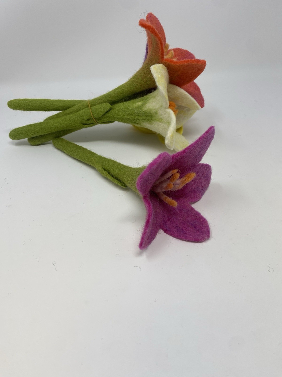 Hand Felted Flowers Bunch of Five ( Made in Nepal)