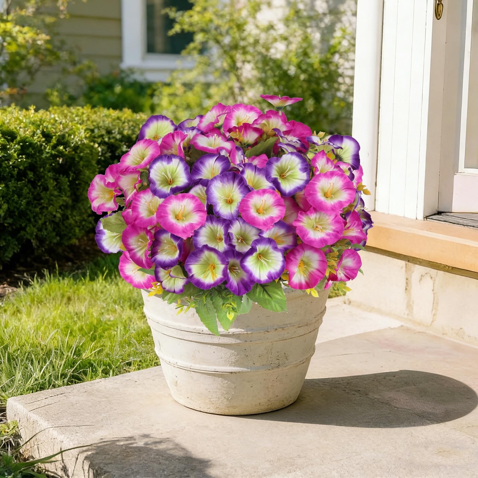 Artificial Flowers for Outdoors Faux Plants Outside Indoor 6 Bundles Silk Mor…