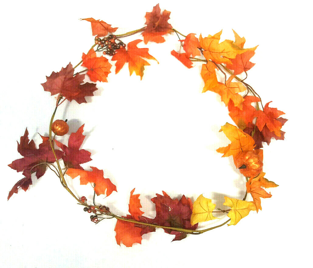 Fall Garland Maple Leaf 6ft Foliage Mantle Vine Door Wall Decor Autumn Halloween