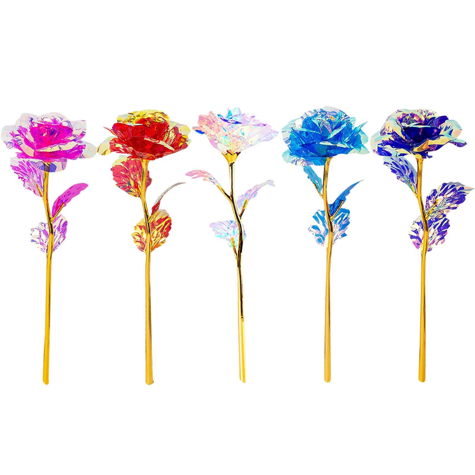 Eternal Rose Flower 24 K Gold Plated Enchanted Galaxy Rose LED Light Rose 4 Pack