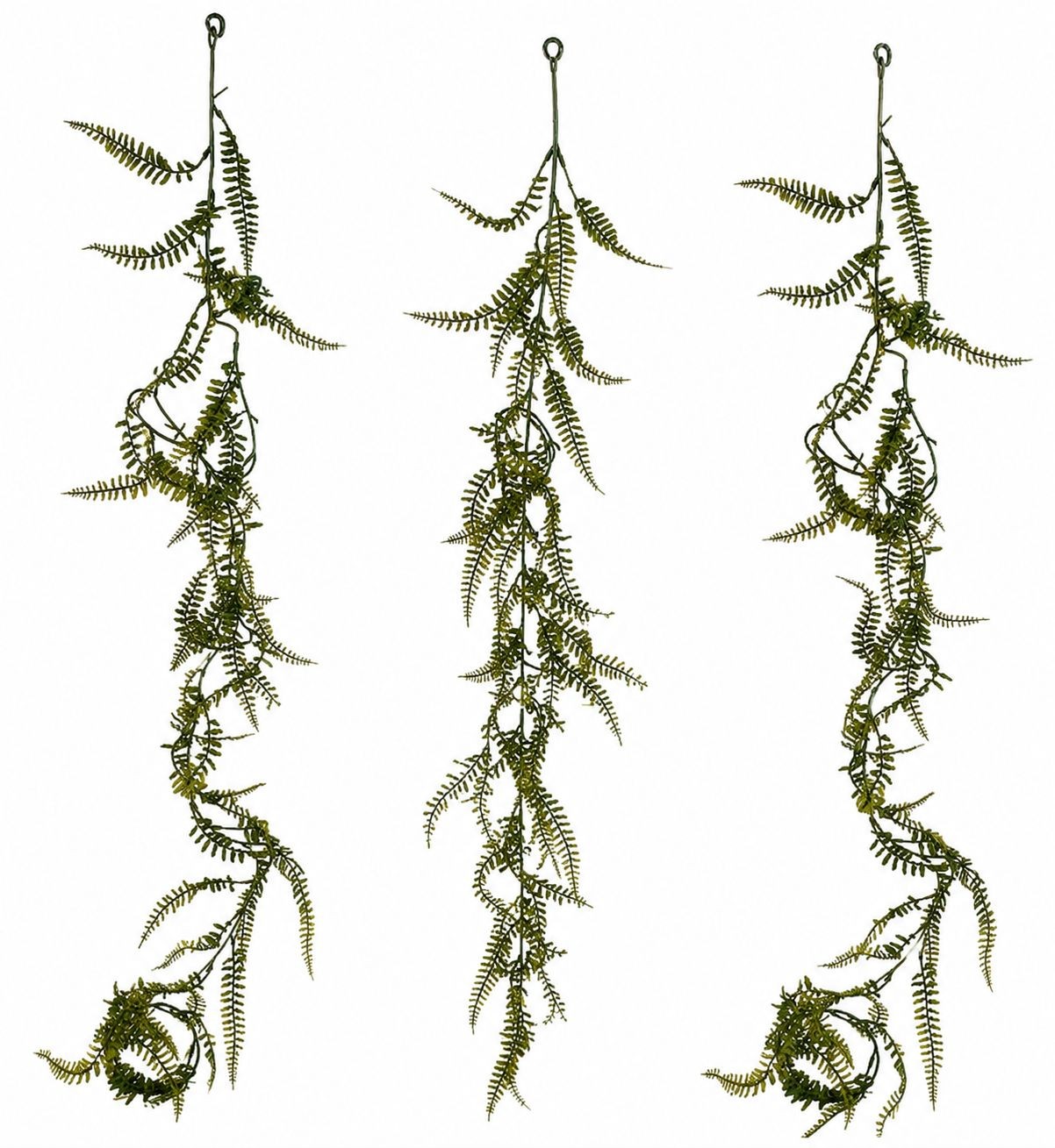Set of 3 Hanging Greenery Garlands 5 Foot Artificial Fern Garland Trailing Green