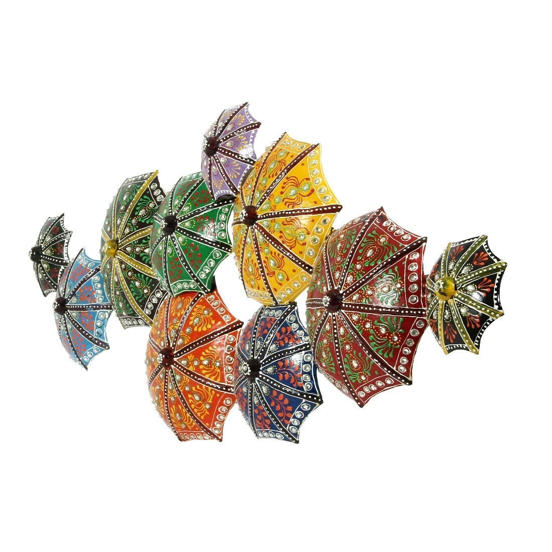 Handicrafts Paradise Wrought Iron Umbrella Wall Decor (Multicolour, 32 x 13 Inch