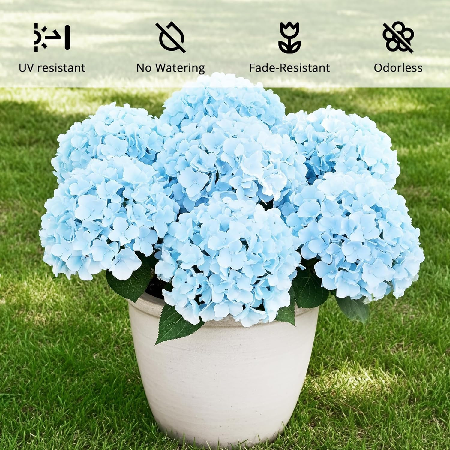UV Resistant Blue Hydrangea Flowers – 6 Bundles for Indoor & Outdoor Decor