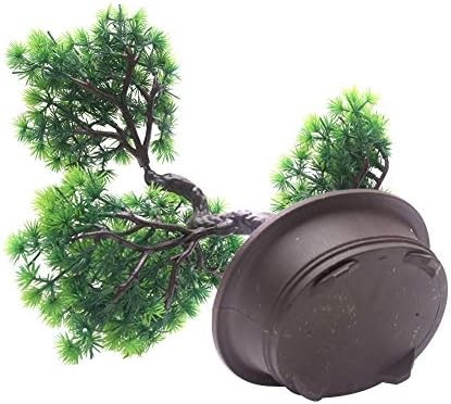 Artificial Bonsai Pine Tree, 11Inch Faux Potted Plant Desk Display Fake Tree Pot