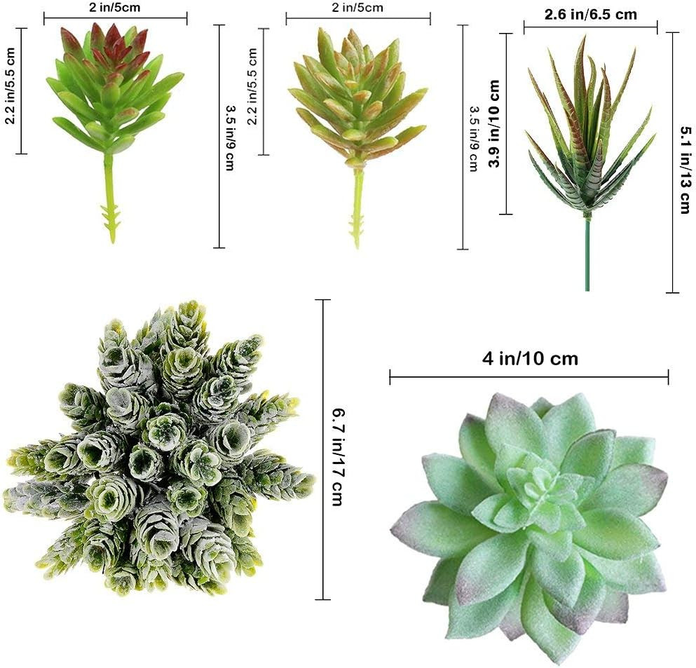 Winlyn 6 Pcs Unpotted Fake Succulents Assorted Faux Succulent in Different Green