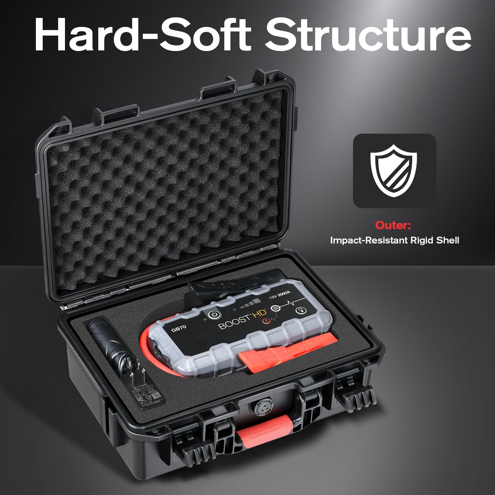 Case for NOCO Boost X GBX75 GB70 – Waterproof Carrying with Custom black