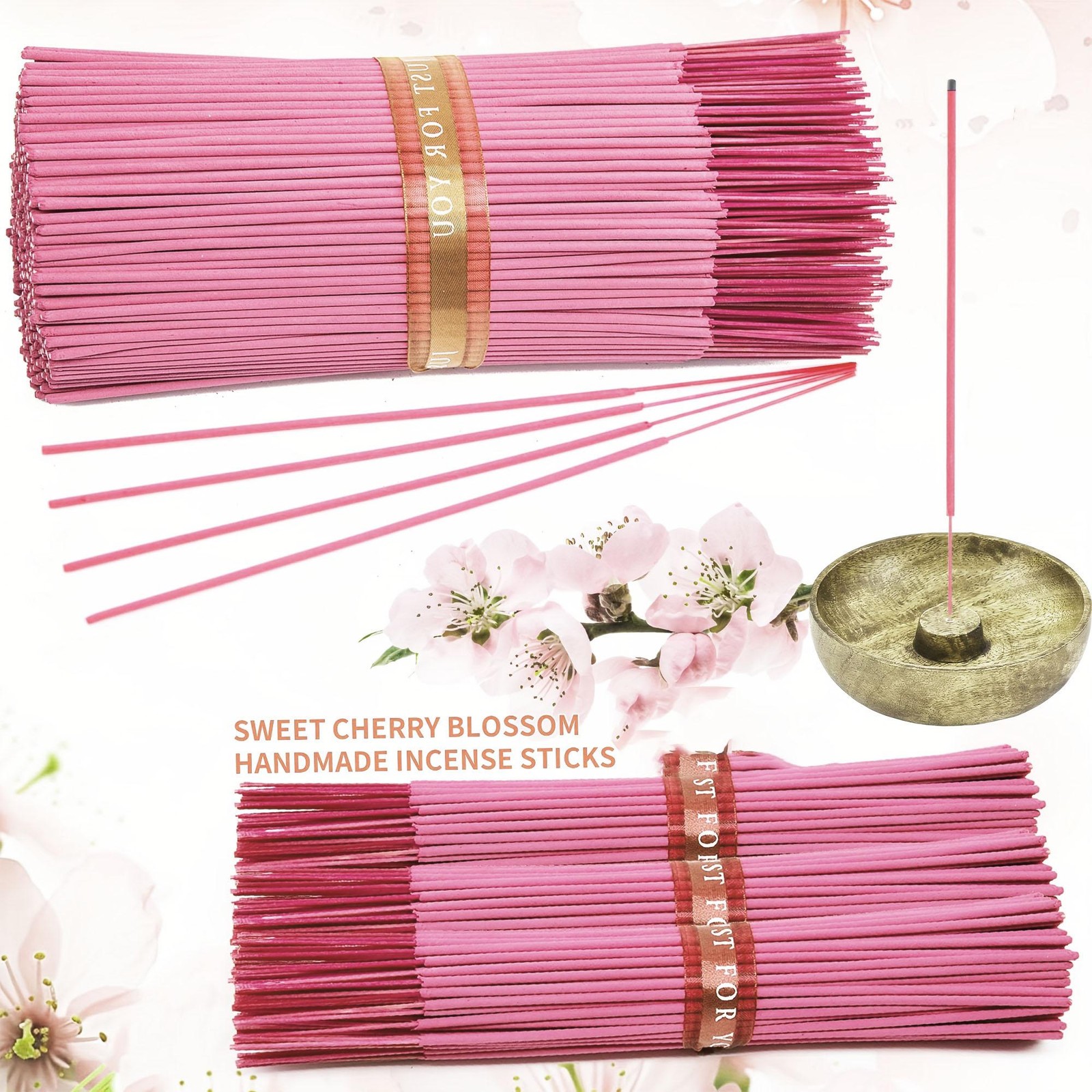 Cherry Blossom Incense Sticks Handmade Natural Floral Scent Long Lasting 25cm