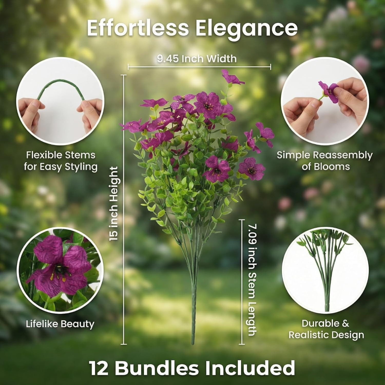 Vibrant UV Resistant Faux Spring Flowers & Eucalyptus for Outdoor Decor