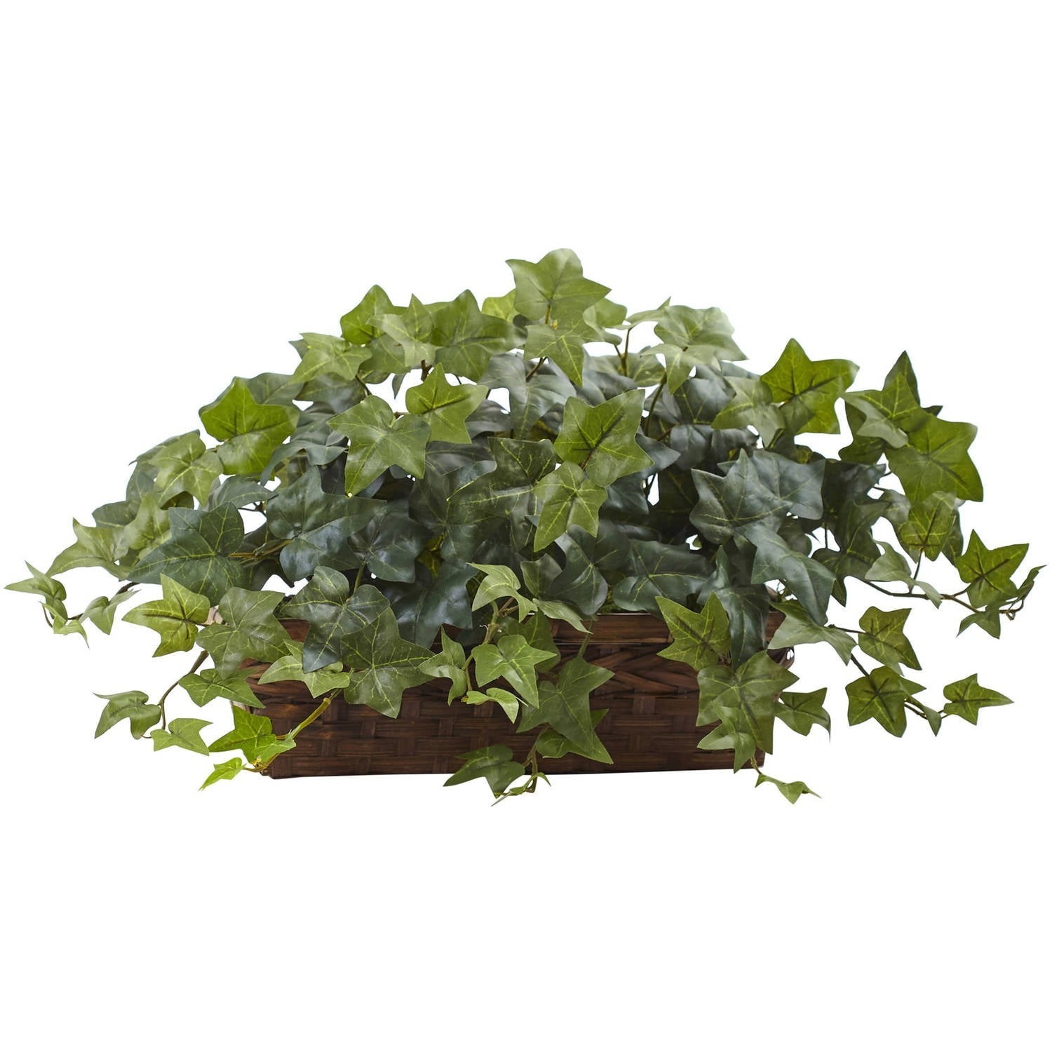12.5″ Puff Ivy Artificial Plant W/ Ledge Basket Green Compact Versatile Decor