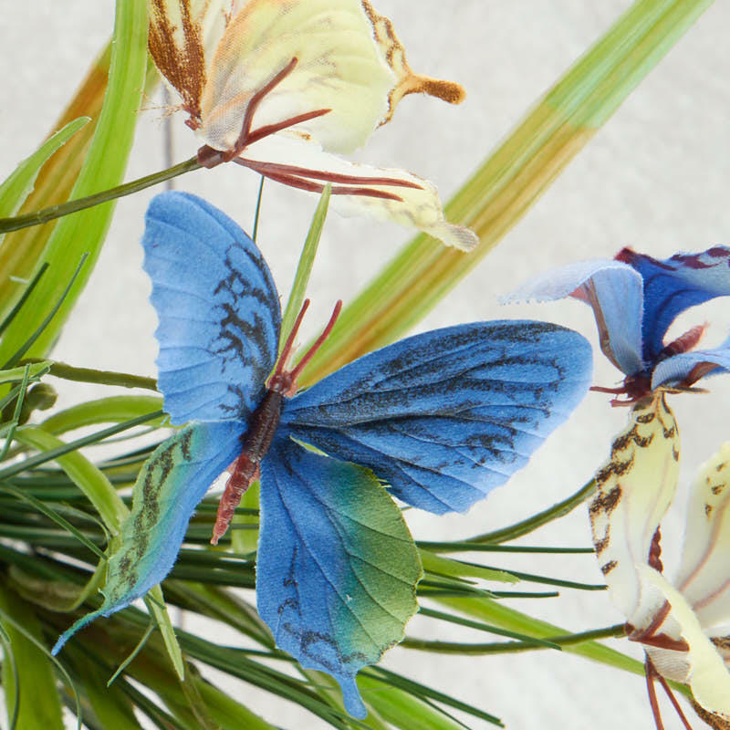 Factory Direct Craft Blue Purple Yellow Artificial Butterfly Bush | 2 Piece