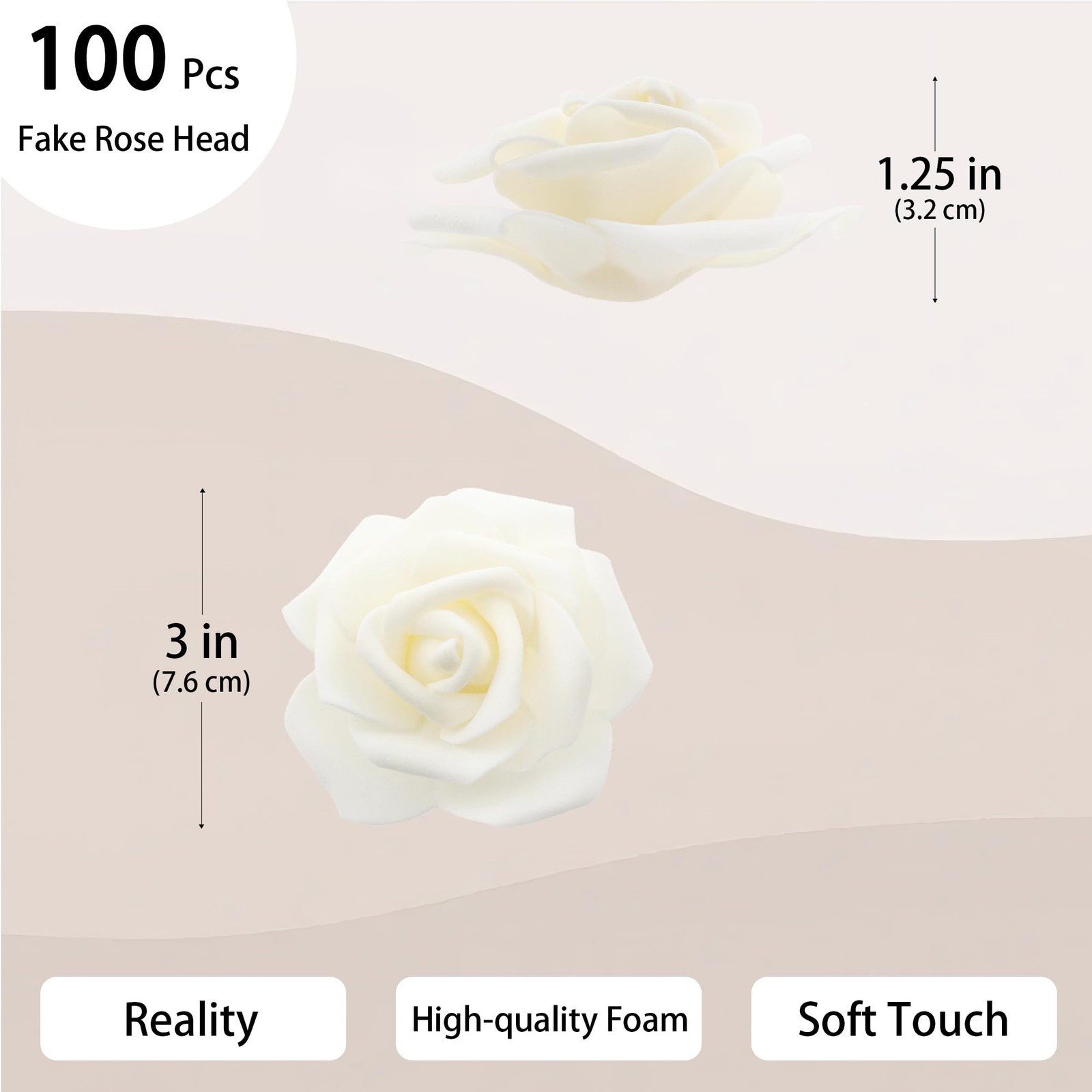 Vignor 100 Pcs 3 Inch Artificial Flowers Bulk 5 in 1 Set Faux Foam Fake Rose …
