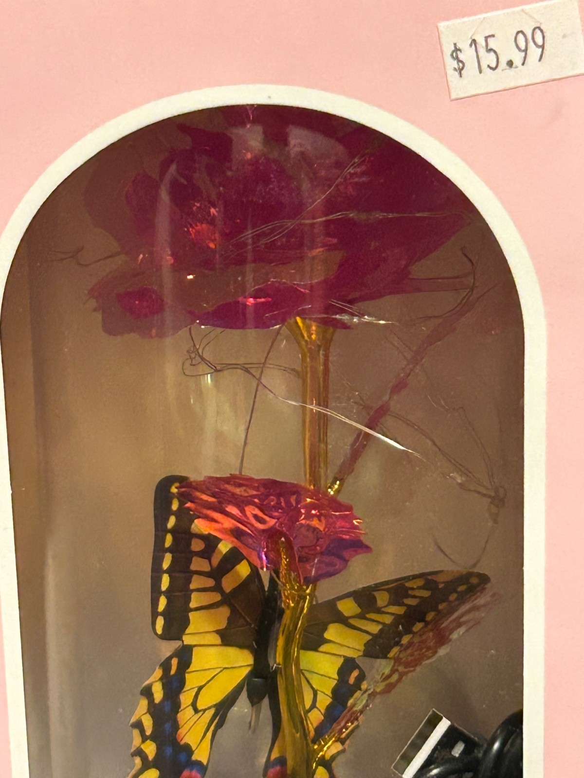 Rose About LED Light Up Encased Rose with Butterfly