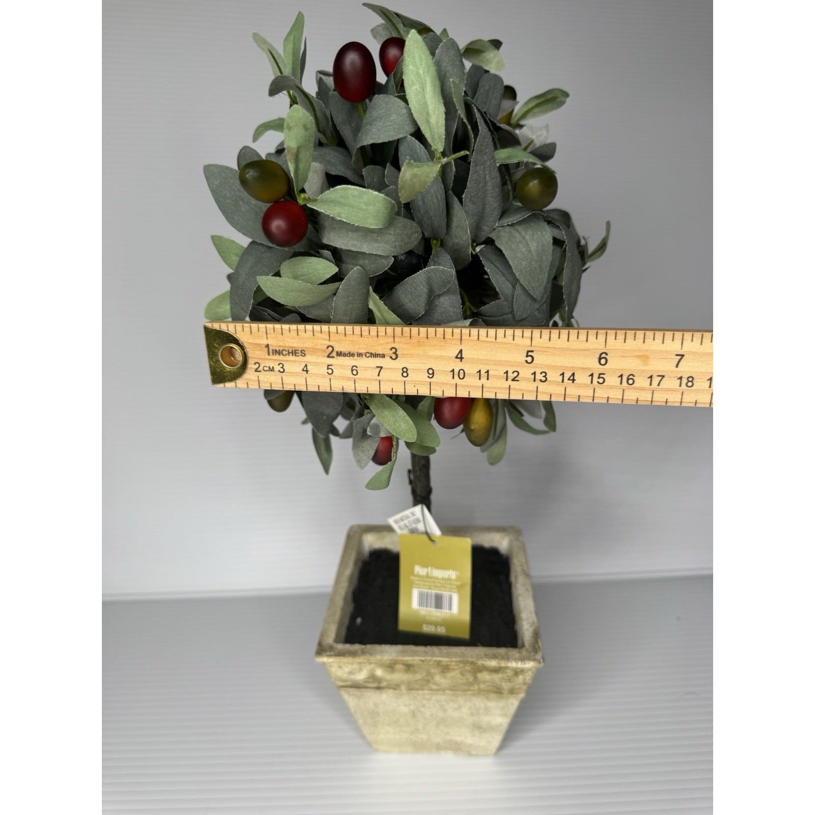 Pier 1 Imports Olive Topiary Faux Tree in Decorative Pot 20″ NEW