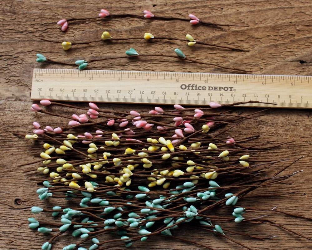 Set of 50 – Pip Berry Lt Teal, Lt Pink, Lt Yellow 7″ Branches SPRING MIX Crafts