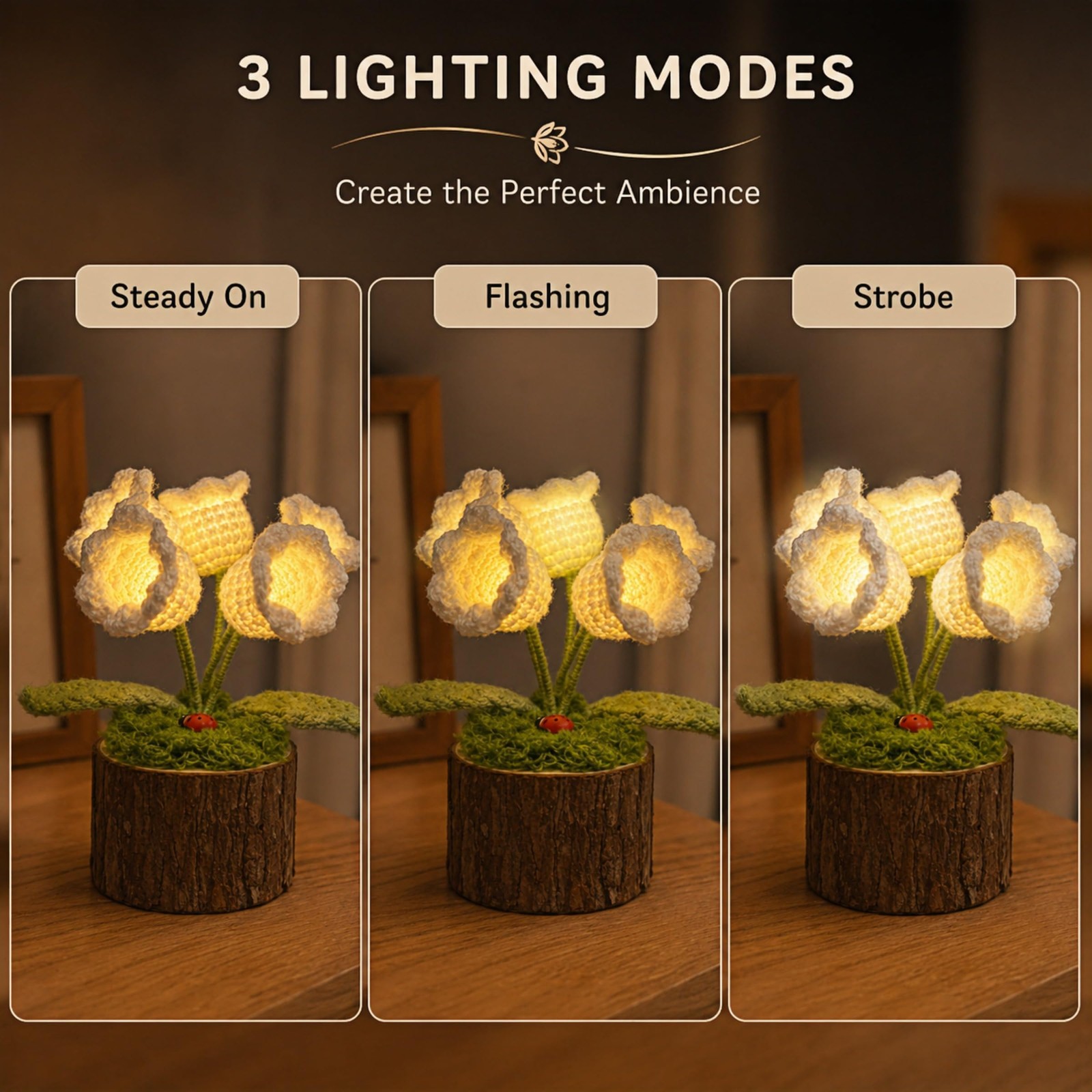 Lily of The Valley Lamp Crochet Flowers Artificial Flowers Handmade Knitted N…