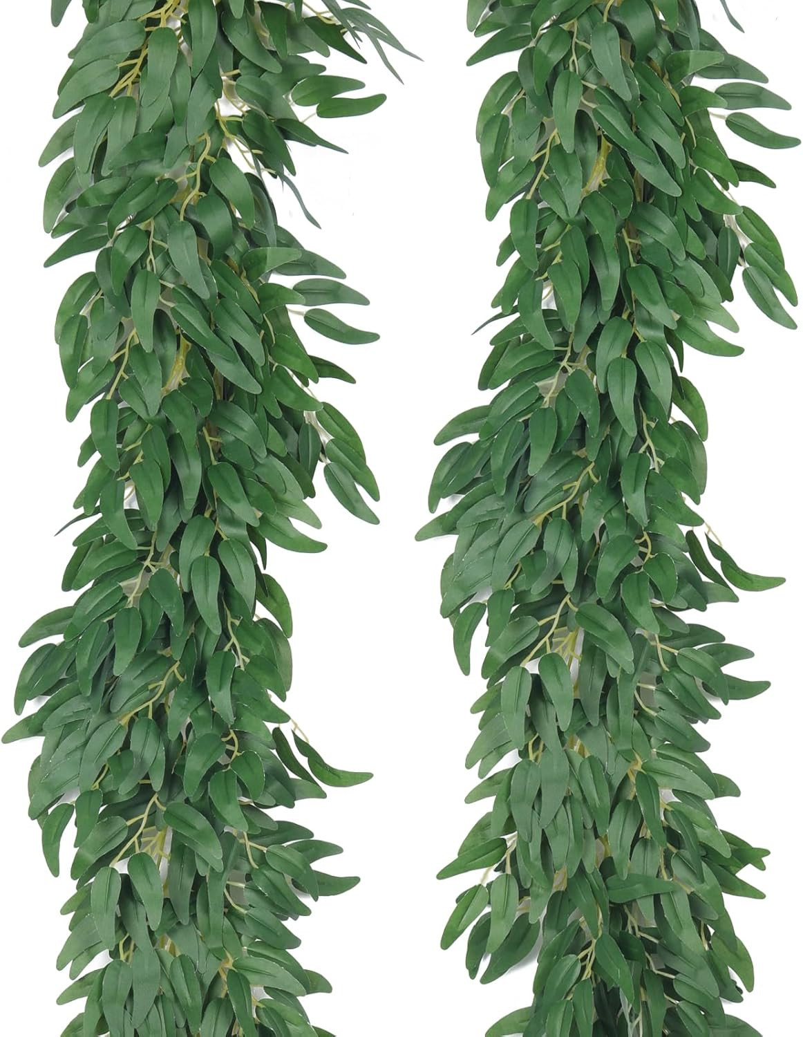 Artificial Willow Leaves Vine Twigs 2Pcs 6Ft Fake Hanging Plant Silk Willows Lea