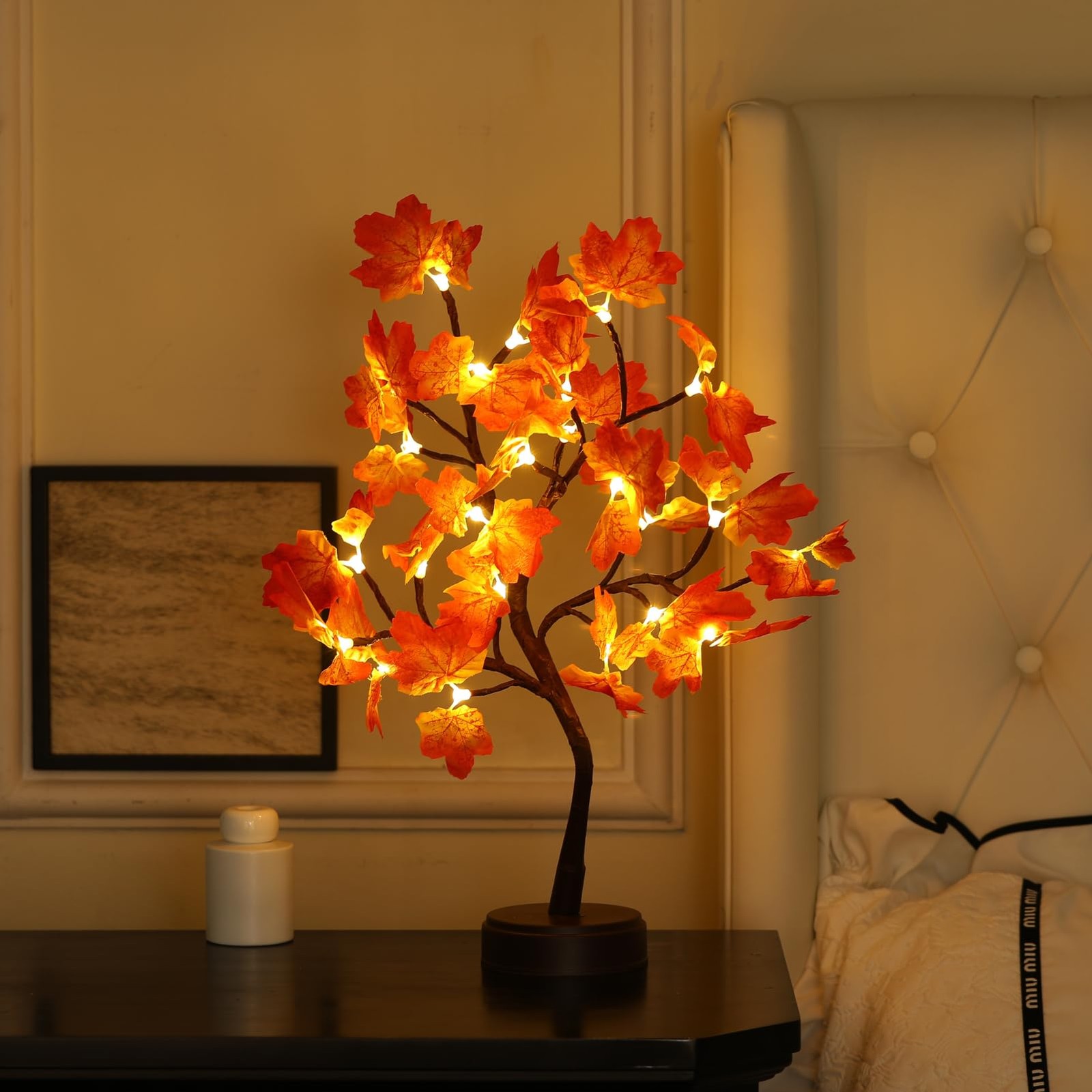 Artificial Fall Lighted Maple Tree 24 LED Thanksgiving Decorations Battery/US…