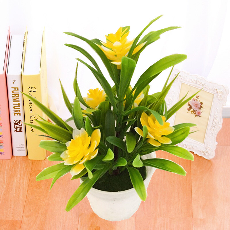 Flower Fake False Plants Flowers Artificial Garden Home Decor With Pot Outdoor