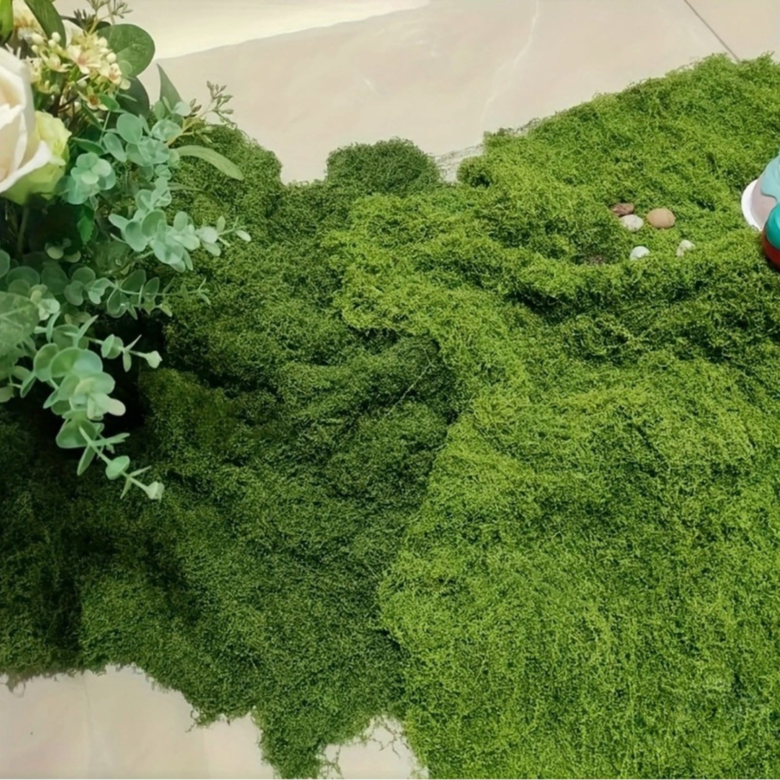 NEW ANTHROPOLOGIE TERRAIN Green Faux Moss Floral Plant Sheet Mat Rug DIY Decor