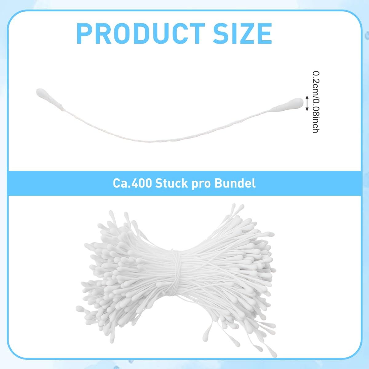 400 PCS Mini White Double Head Flower Stamen 552.5mm Artificial DIY