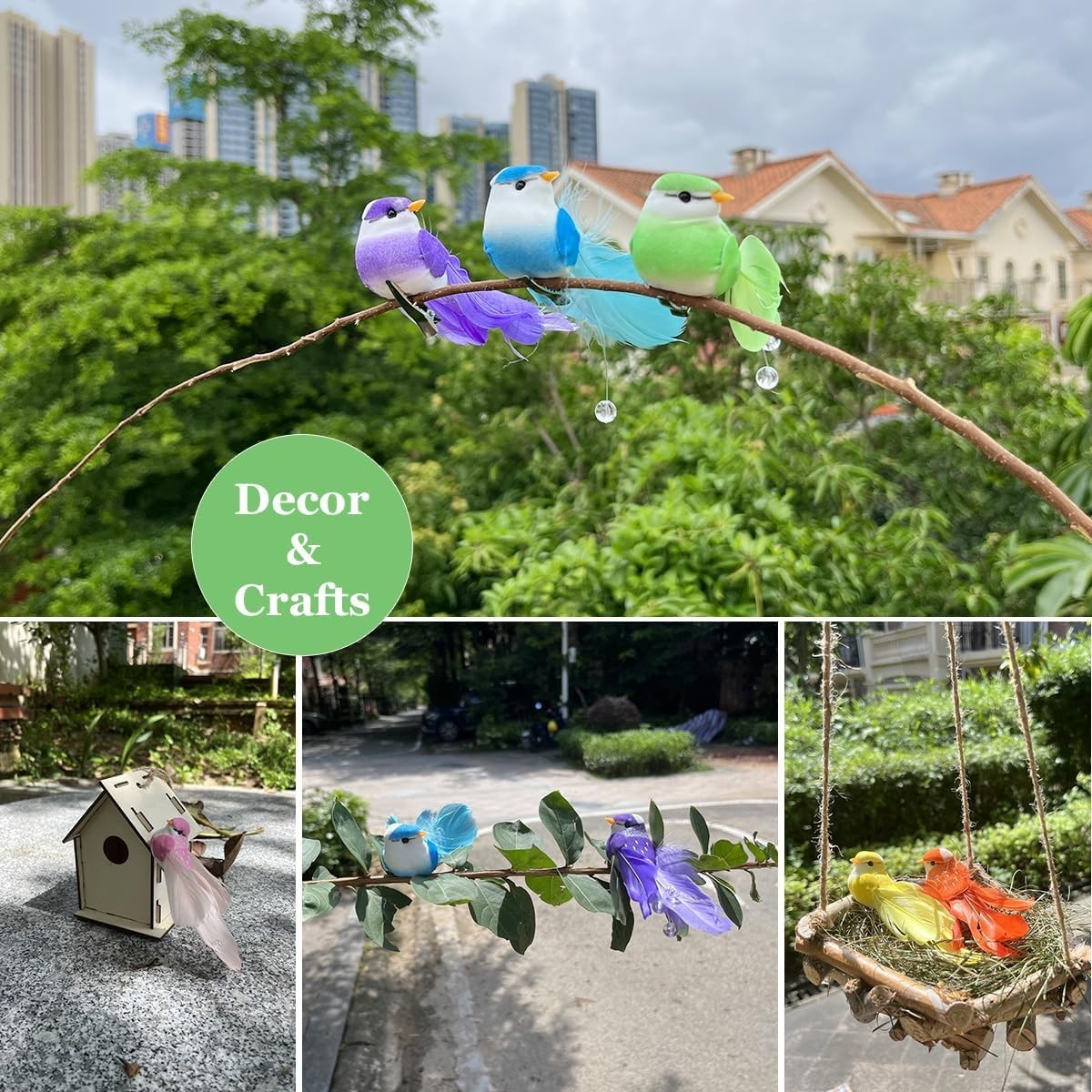 Artificial Simulation Foam Birds 5.1″ Unique Fashion Decoration Bird with Pea…