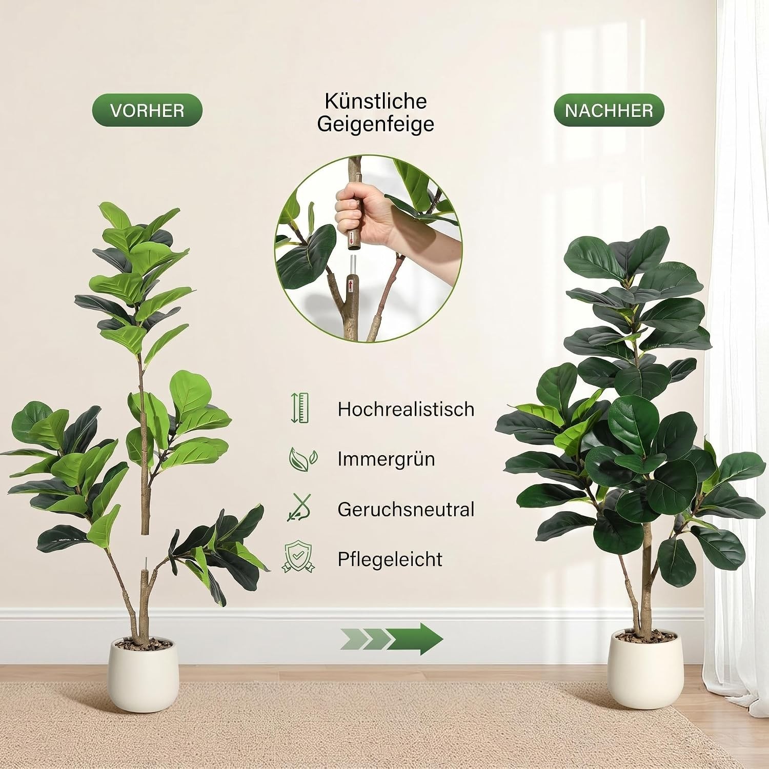 120cm-210cm Large Artificial Broadleaf Fake Plants Green Plastic Balcony Plants
