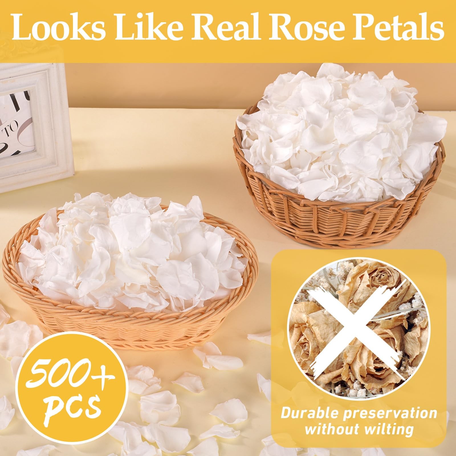 500 PCS Dried Real White Rose Petals Freeze Preserved Wedding Party Confetti