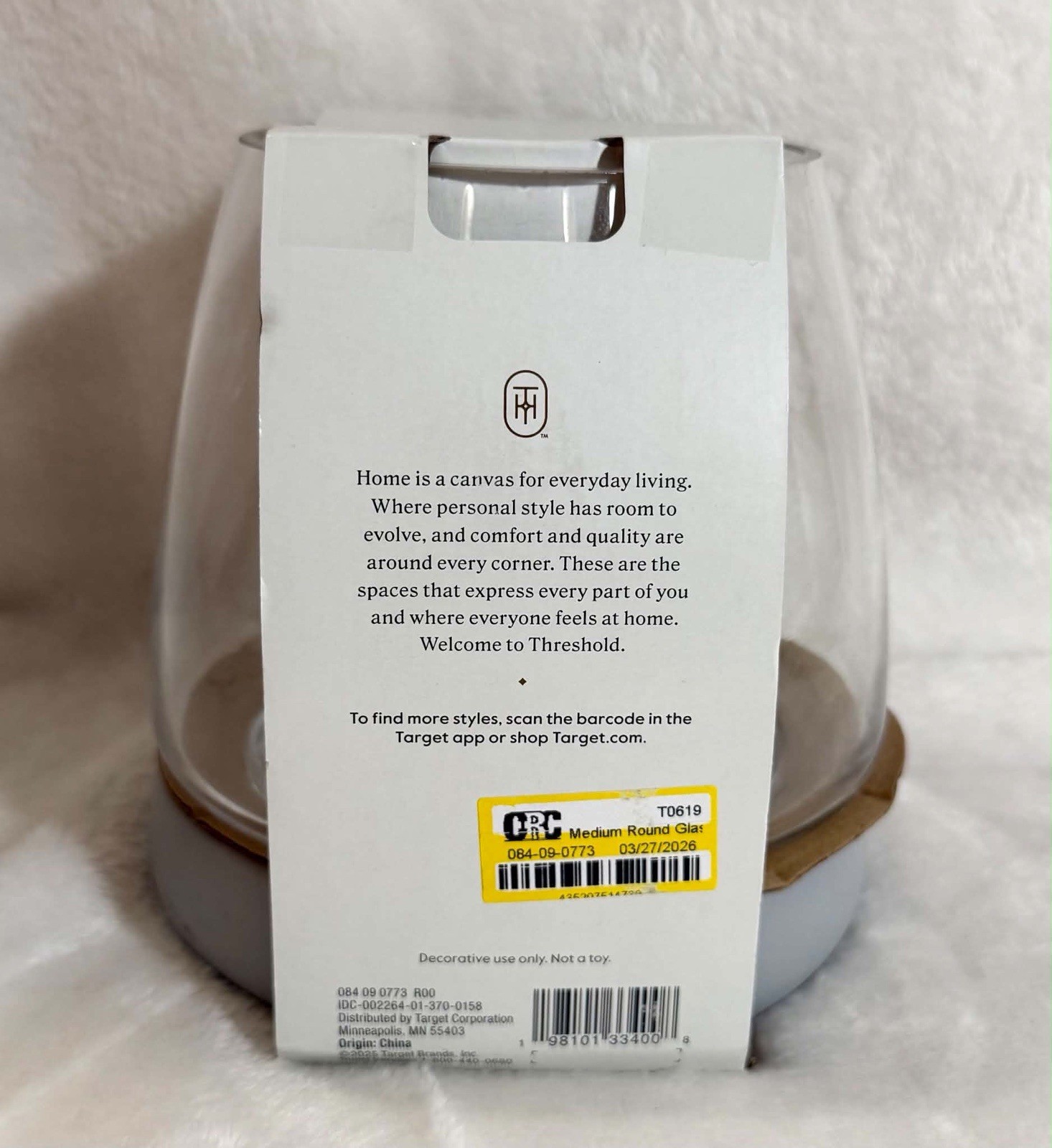 Threshold Round Glass Terrarium w/ Cement Base Indoor Outdoor 5.75″ New