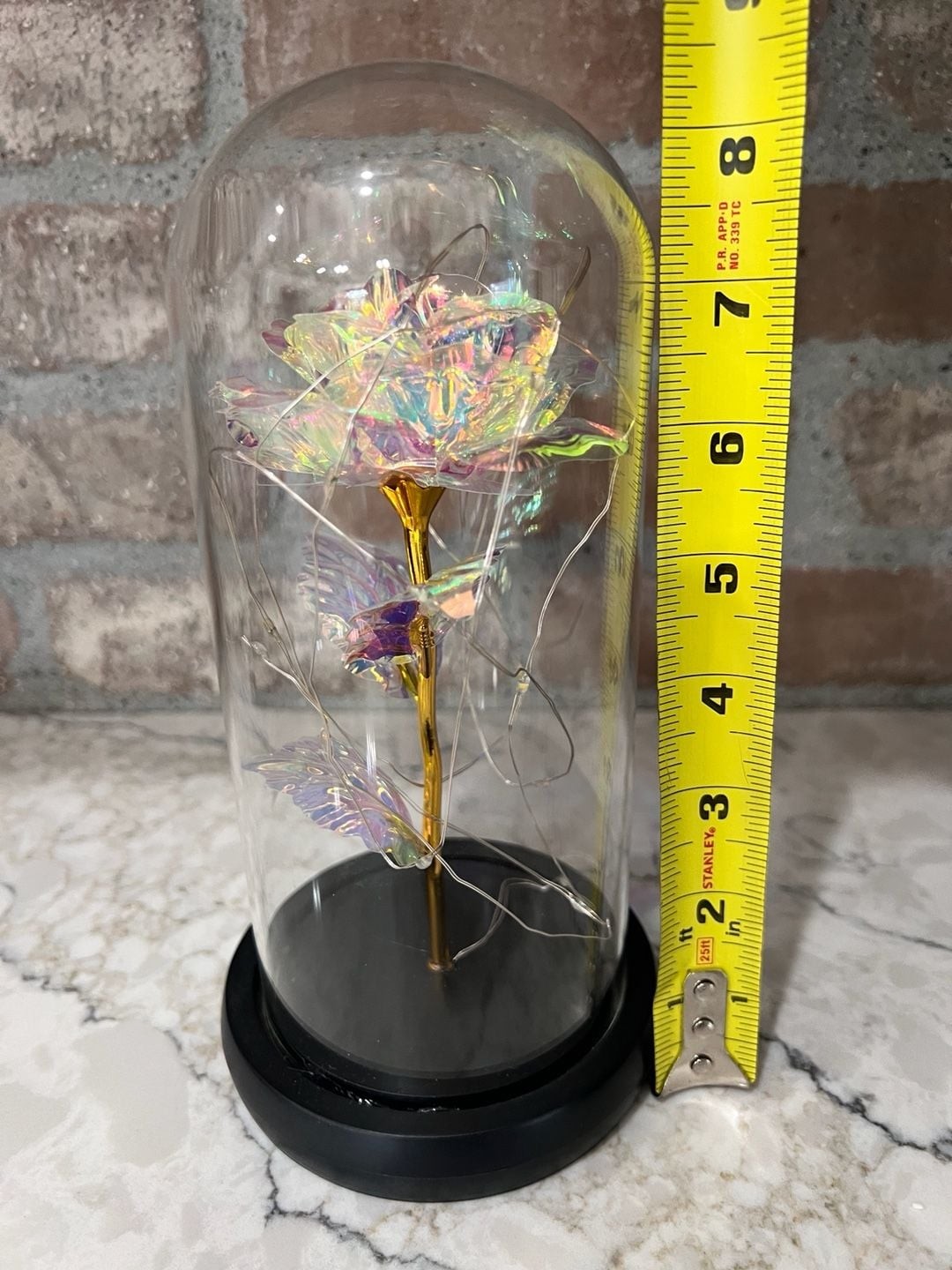 Galaxy Rose in Glass Dome with Multi-Color LED Lights, 8 Inch