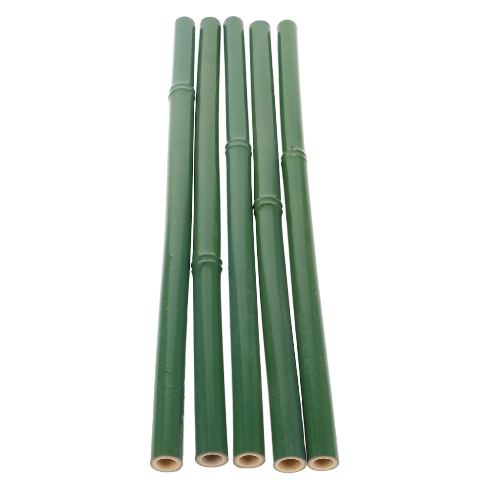 5 Pcs Fake Bamboo Poles Green 40 cm Plastic Plant Support Stakes Outdoor