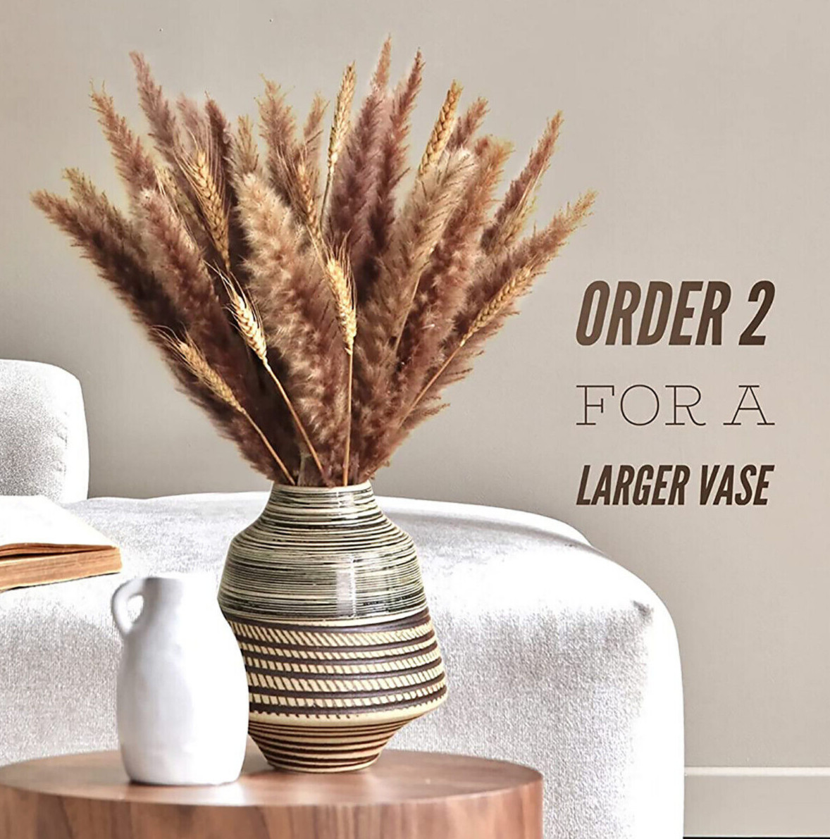 NEW 40-Pc Pampas Grass Dried Wheat Bouquet 17″ Boho Flowers Bohemian Vase Decor